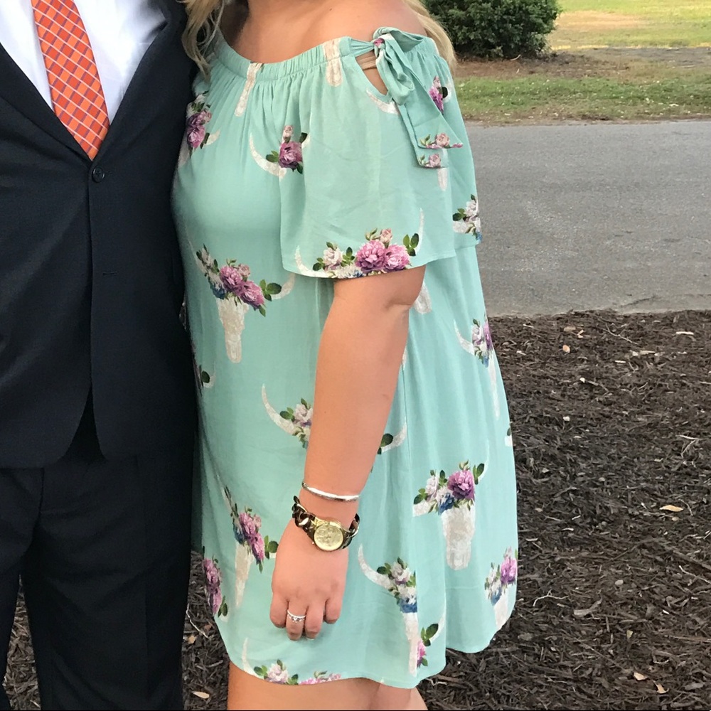 Of the shoulder mini dress